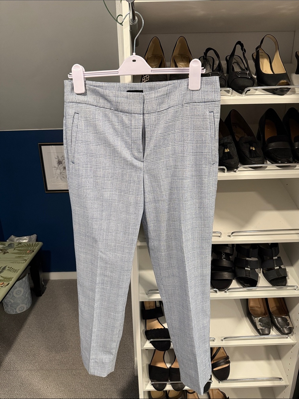 Talbots Blue Plaid Lined Ankle Pants